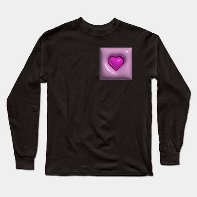 pink 3d heart in 3d cushion Long Sleeve T-Shirt by goingplaces
